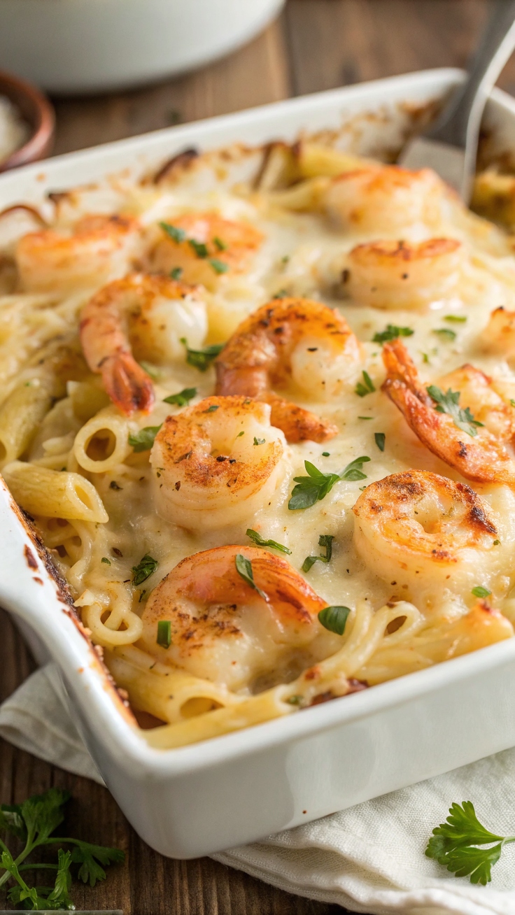 Shrimp Scampi Pasta Bake – Cheesy, Garlicky, and Oh-So-Easy!