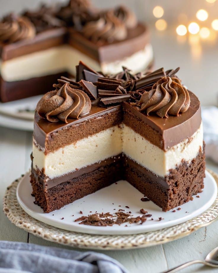 Triple Chocolate Mousse Cake (No-Bake) – Elegant Layers of Chocolate Bliss