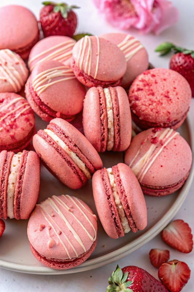 Strawberry Macaron Shells – Elegant, Fruity, and Perfectly Pink