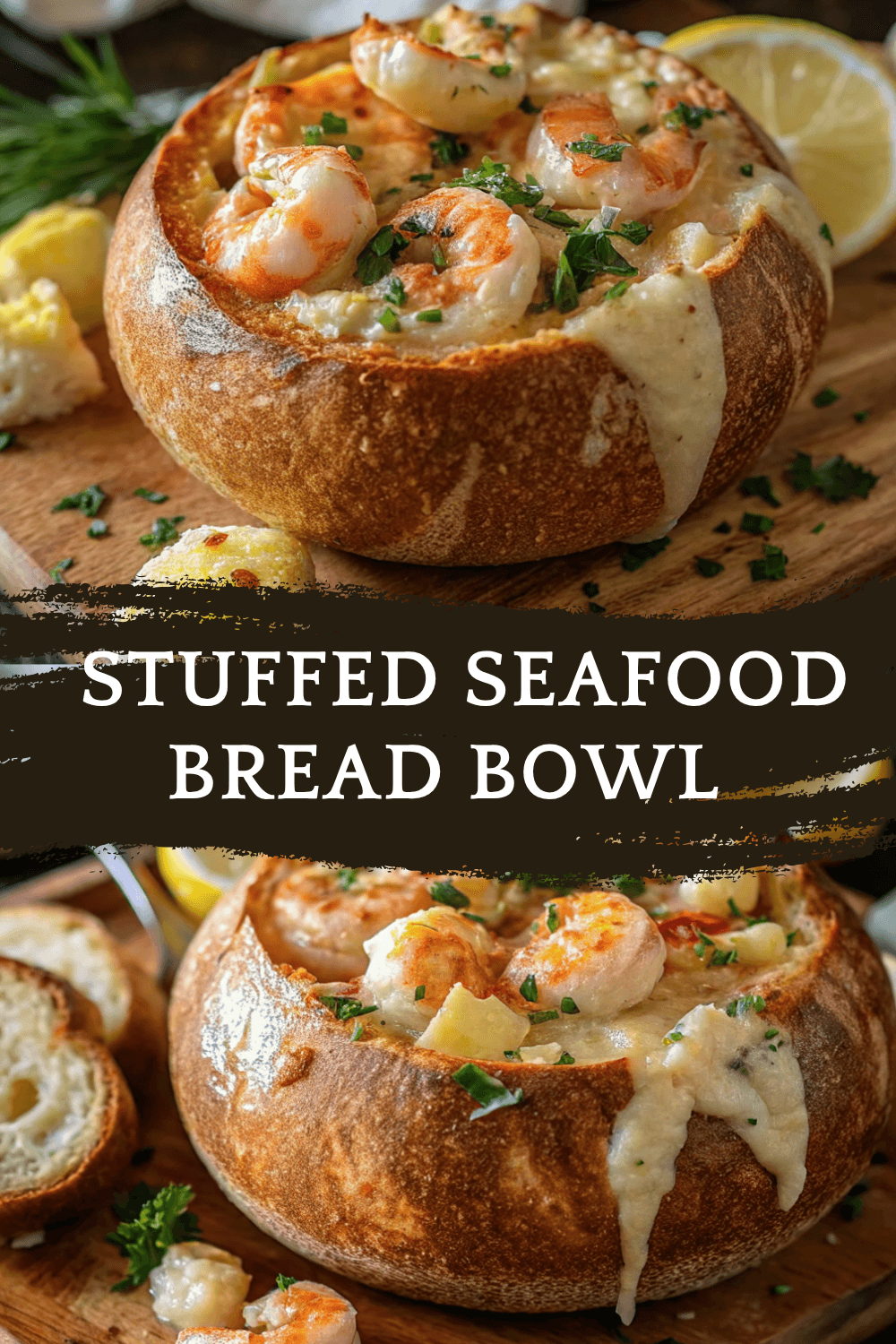 Stuffed Seafood Bread Bowl – A Creamy, Cheesy, Crowd-Pleasing Seafood Feast