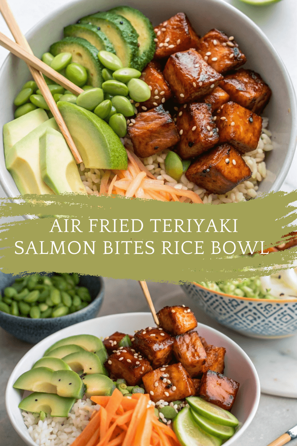 Air Fried Teriyaki Salmon Bites Rice Bowl – Crispy, Savory, and So Satisfying!