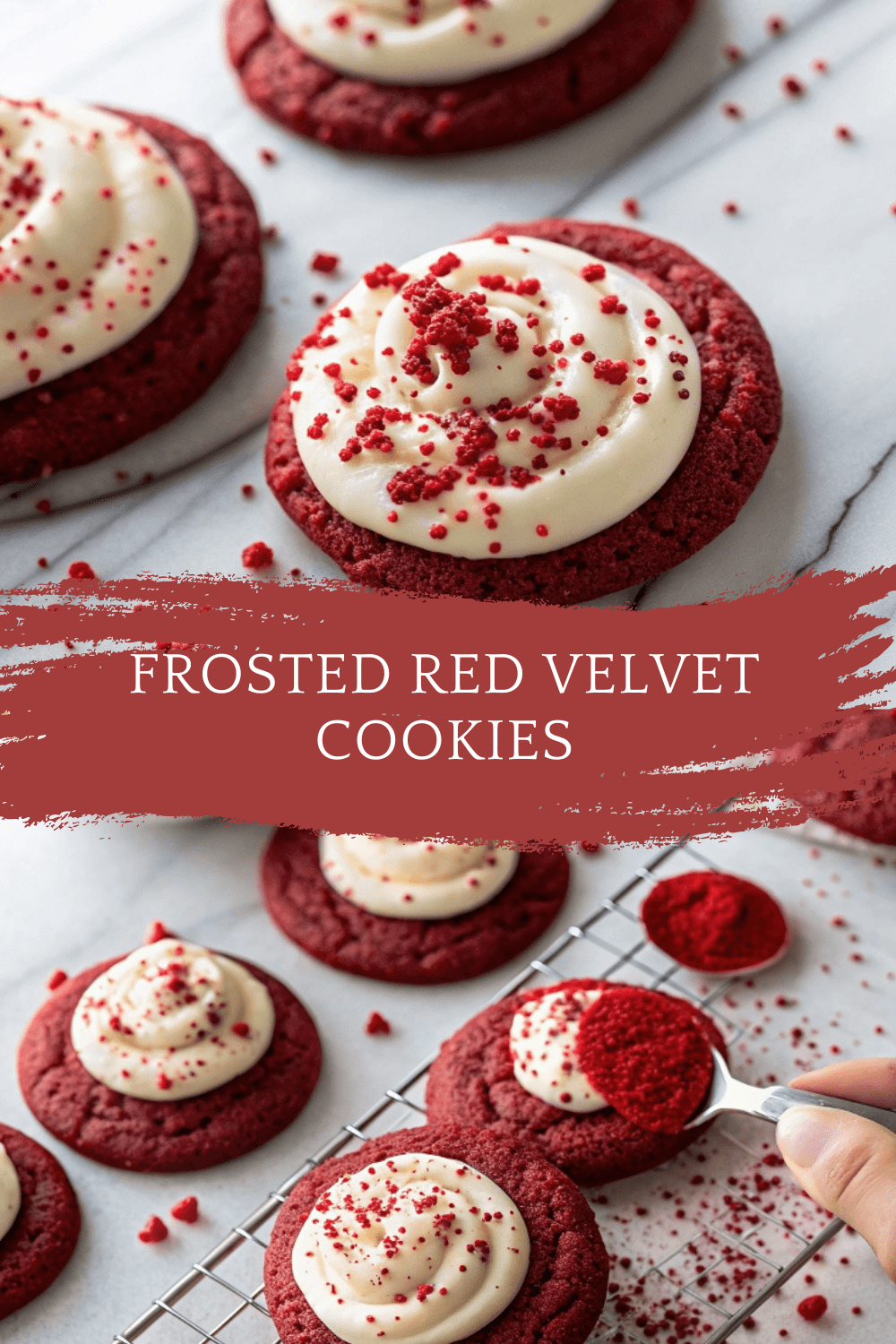 Frosted Red Velvet Cookies – Soft, Chewy & Cream Cheese Glazed Bliss