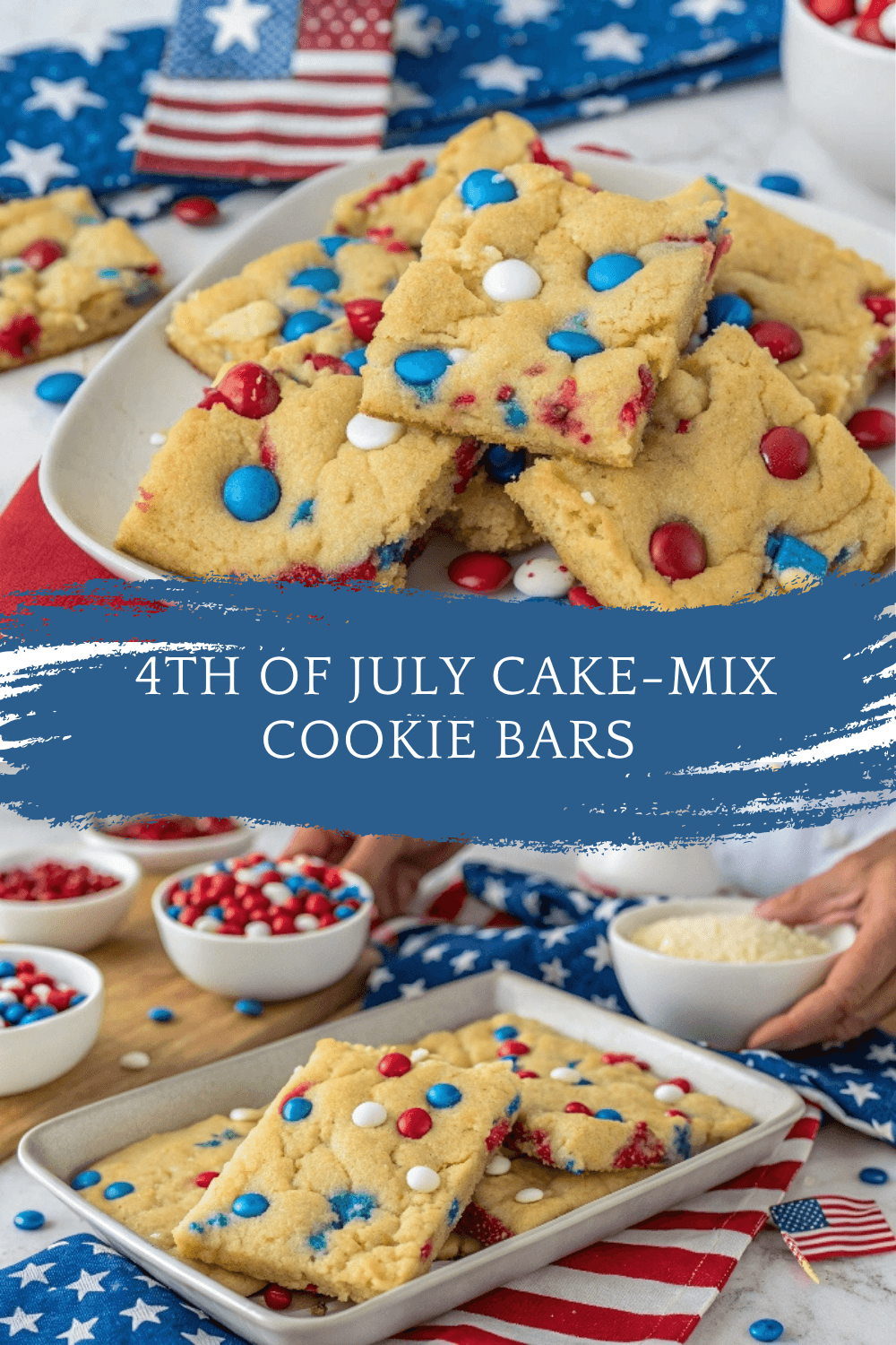 4th of July Cake-Mix Cookie Bars – Festive, Easy, and Only 4 Ingredients!