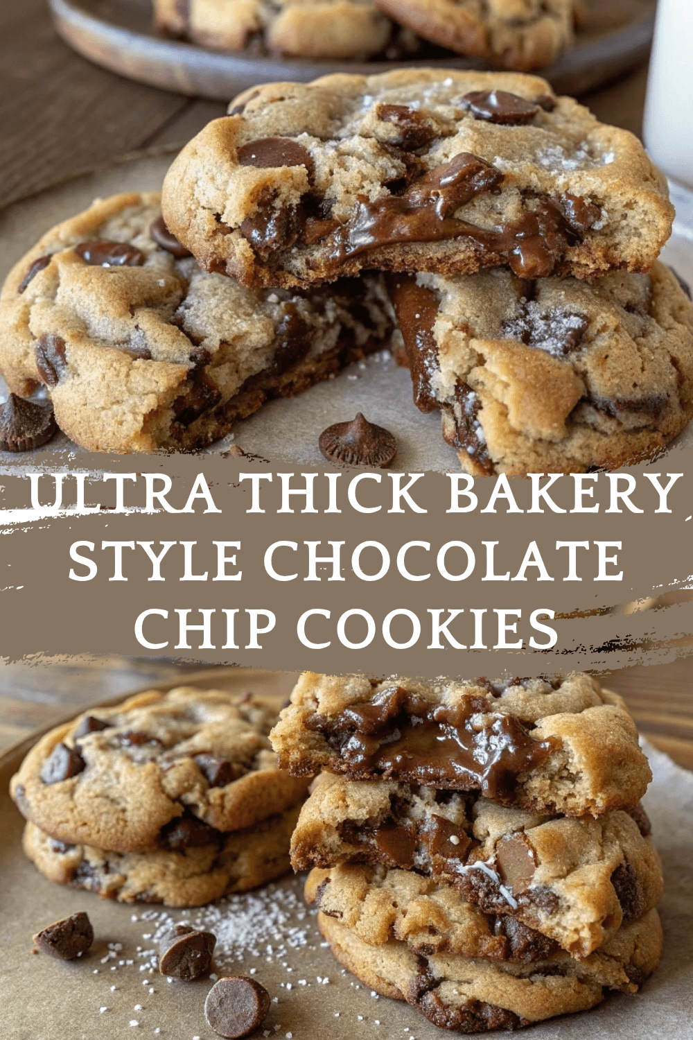 Ultra Thick Bakery Style Chocolate Chip Cookies – Crispy Edges, Gooey Centers, and Loaded with Chocolate!