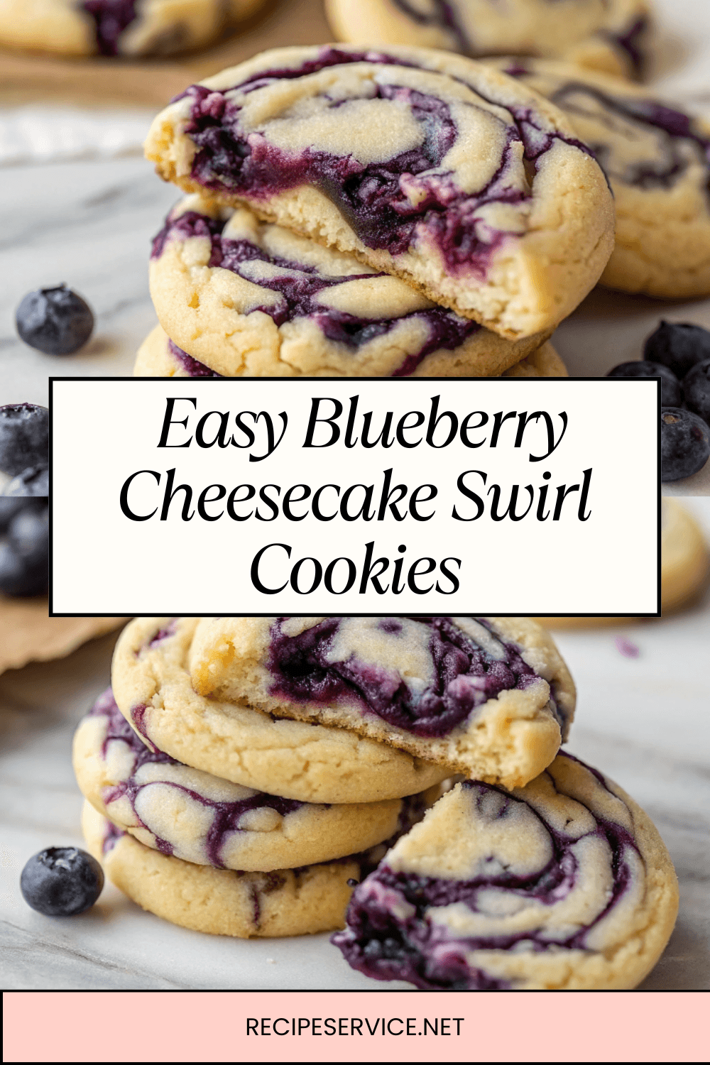 Easy Blueberry Cheesecake Swirl Cookies | Soft, Buttery & Bursting with Flavor