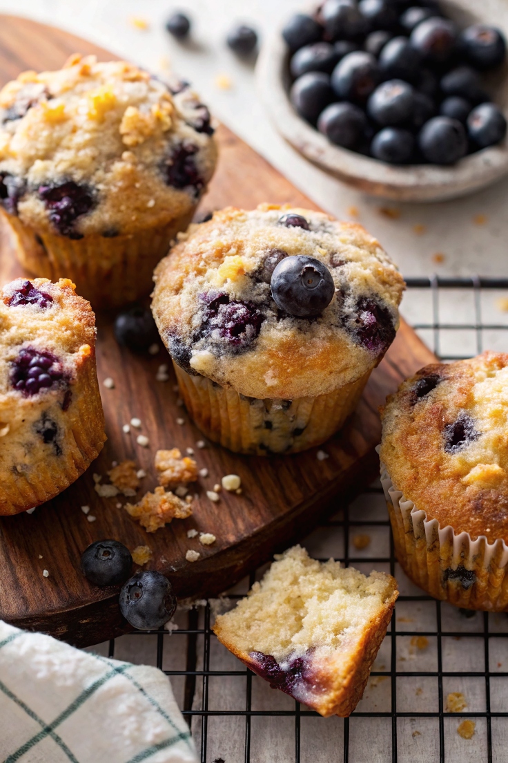 Bakery-Style Blueberry Muffins – Tall, Tender, and Bursting with Wild Berries