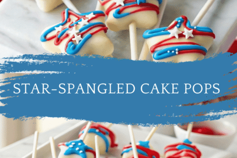 Star-Spangled Cake Pops with Red, White, and Blue Candy Drizzle