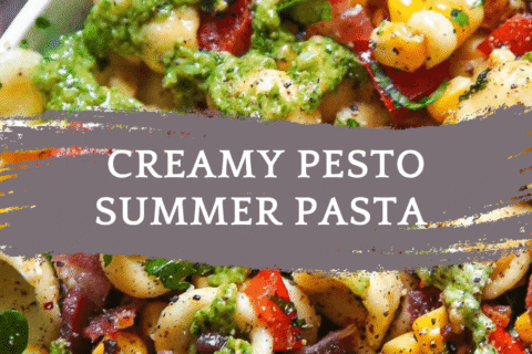 Creamy Pesto Summer Pasta with Corn, Bacon, and Bell Pepper – A Bright, Flavor-Packed Warm-Weather Dinner