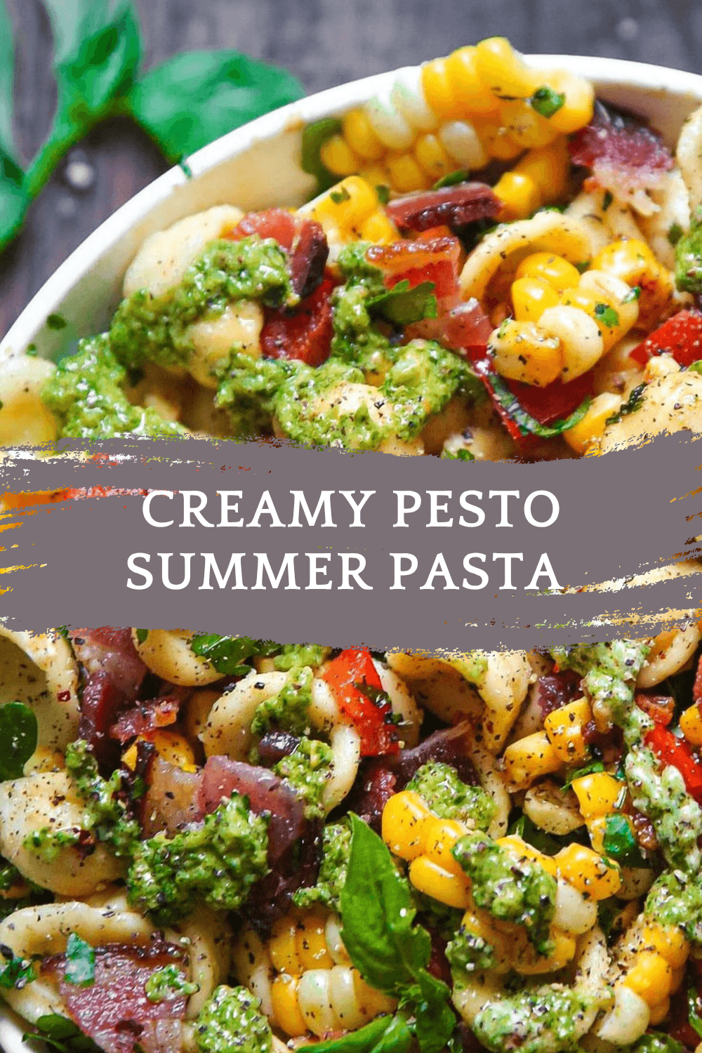 Creamy Pesto Summer Pasta with Corn, Bacon, and Bell Pepper – A Bright, Flavor-Packed Warm-Weather Dinner