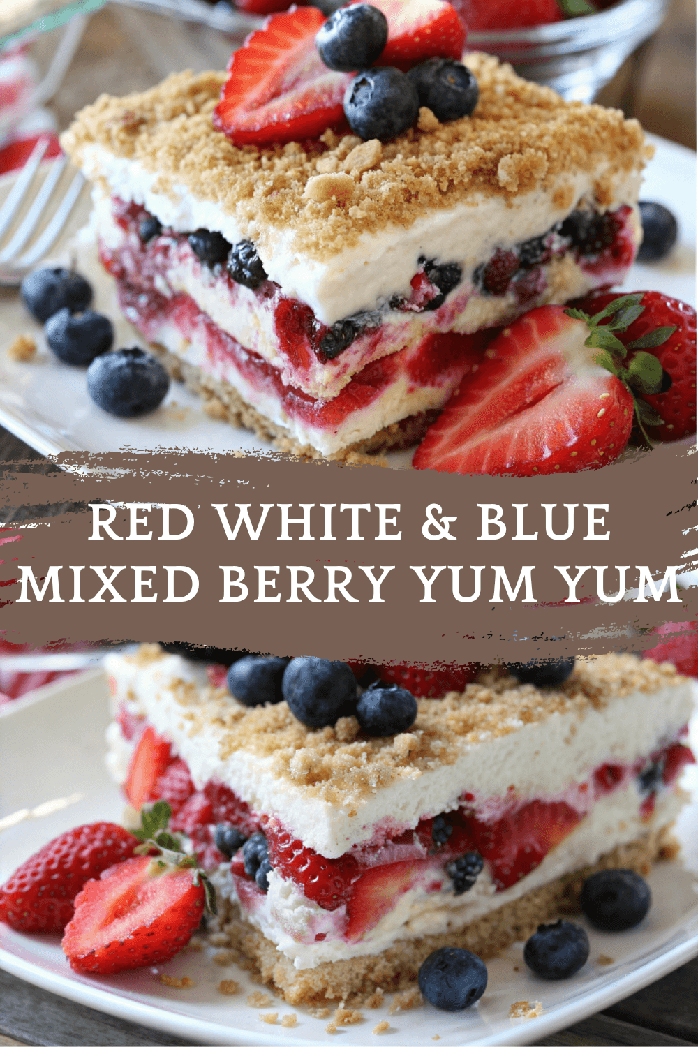 Red White & Blue Mixed Berry Yum Yum – Easy No-Bake 4th of July Dessert