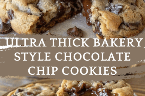 Ultra Thick Bakery Style Chocolate Chip Cookies – Crispy Edges, Gooey Centers, and Loaded with Chocolate!